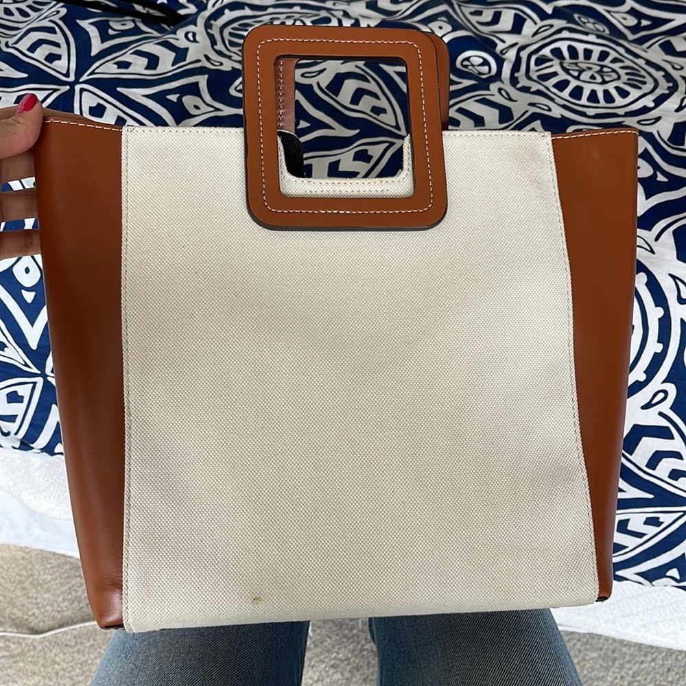 Staud Shirley Canvas Leather Tote Crossbody Bag - Picture 15 of 15